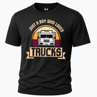 Just A Boy Who Loves Trucks I Boys Men Truck Lover Gift Performance Shirt
