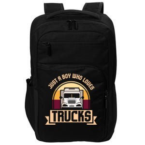 Just A Boy Who Loves Trucks I Boys Men Truck Lover Gift Impact Tech Backpack