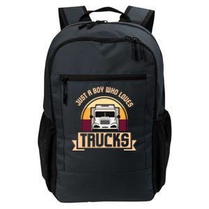 Just A Boy Who Loves Trucks I Boys Men Truck Lover Gift Daily Commute Backpack