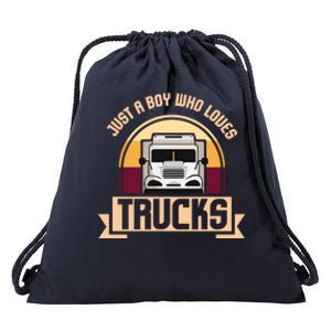 Just A Boy Who Loves Trucks I Boys Men Truck Lover Gift Drawstring Bag