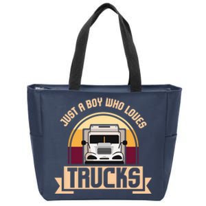 Just A Boy Who Loves Trucks I Boys Men Truck Lover Gift Zip Tote Bag