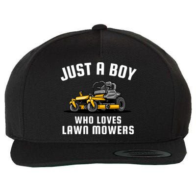 Just A Boy Who Loves Lawn Mowers Wool Snapback Cap