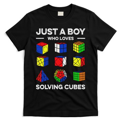Just A Boy Who Loves Solving Cubes Speedcubing Cuber T-Shirt