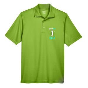 Just A Boy Who Loves Golf Club Golfer Golfing Gift Men's Origin Performance Pique Polo