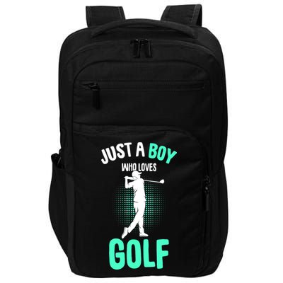 Just A Boy Who Loves Golf Club Golfer Golfing Gift Impact Tech Backpack