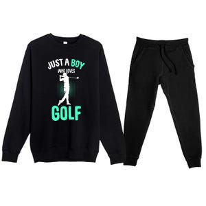 Just A Boy Who Loves Golf Club Golfer Golfing Gift Premium Crewneck Sweatsuit Set