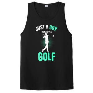 Just A Boy Who Loves Golf Club Golfer Golfing Gift PosiCharge Competitor Tank