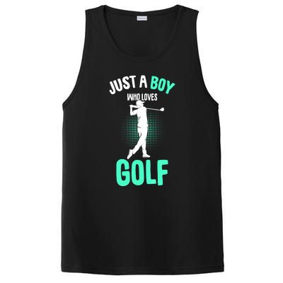 Just A Boy Who Loves Golf Club Golfer Golfing Gift PosiCharge Competitor Tank