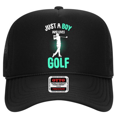 Just A Boy Who Loves Golf Club Golfer Golfing Gift Trucker Hat