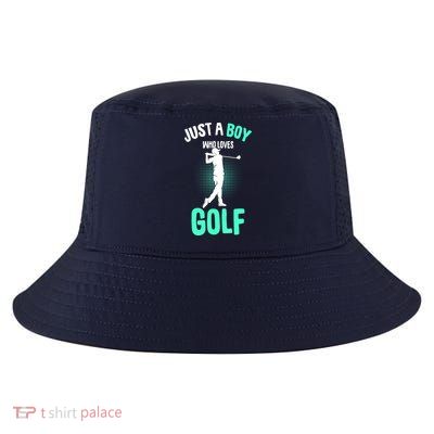 Just A Boy Who Loves Golf Club Golfer Golfing Gift Cool Comfort Performance Bucket Hat