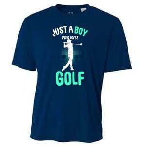 Just A Boy Who Loves Golf Club Golfer Golfing Gift Cooling Performance Crew T-Shirt