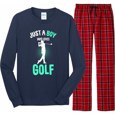 Just A Boy Who Loves Golf Club Golfer Golfing Gift Long Sleeve Pajama Set