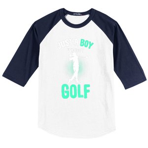 Just A Boy Who Loves Golf Club Golfer Golfing Gift Baseball Sleeve Shirt