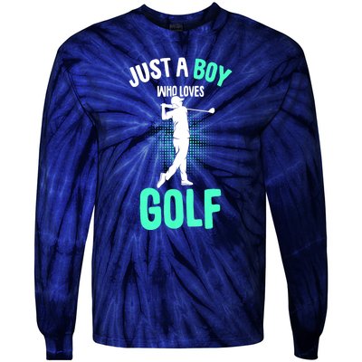 Just A Boy Who Loves Golf Club Golfer Golfing Gift Tie-Dye Long Sleeve Shirt