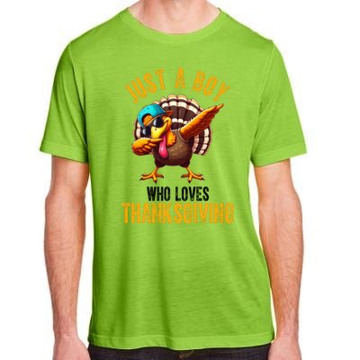 Just A Boy Who Loves Thanksgiving Turkey Dab Adult ChromaSoft Performance T-Shirt