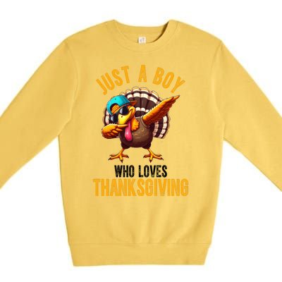 Just A Boy Who Loves Thanksgiving Turkey Dab Premium Crewneck Sweatshirt