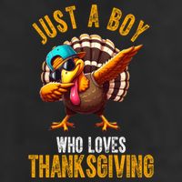 Just A Boy Who Loves Thanksgiving Turkey Dab 7 Panel Mesh Trucker Snapback Hat