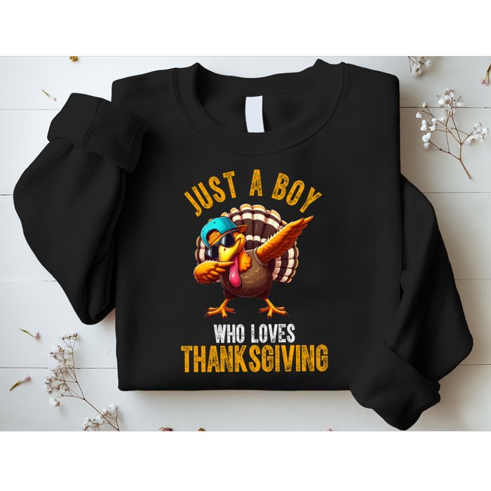 Just A Boy Who Loves Thanksgiving Turkey Dab Sweatshirt