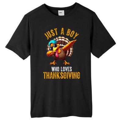 Just A Boy Who Loves Thanksgiving Turkey Dab Tall Fusion ChromaSoft Performance T-Shirt