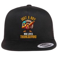 Just A Boy Who Loves Thanksgiving Turkey Dab Flatbill Hat