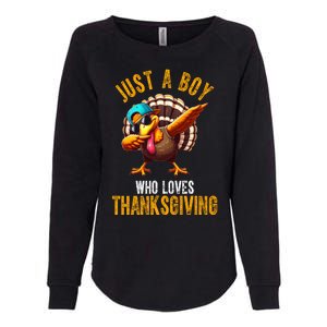 Just A Boy Who Loves Thanksgiving Turkey Dab Womens California Wash Sweatshirt