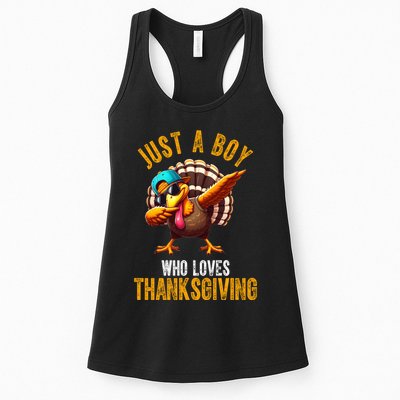 Just A Boy Who Loves Thanksgiving Turkey Dab Womens Tank Top