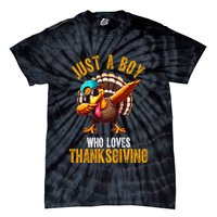 Just A Boy Who Loves Thanksgiving Turkey Dab Tie-Dye T-Shirt