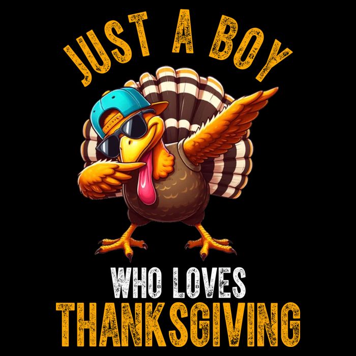 Just A Boy Who Loves Thanksgiving Turkey Dab Tie-Dye T-Shirt