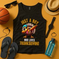 Just A Boy Who Loves Thanksgiving Turkey Dab Tank Top