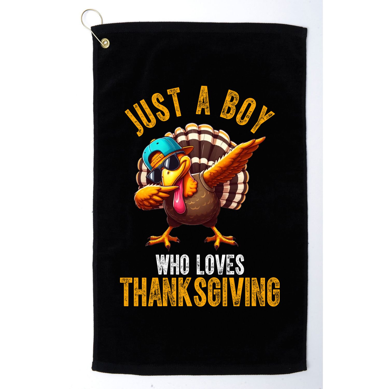 Just A Boy Who Loves Thanksgiving Turkey Dab Golf Towel
