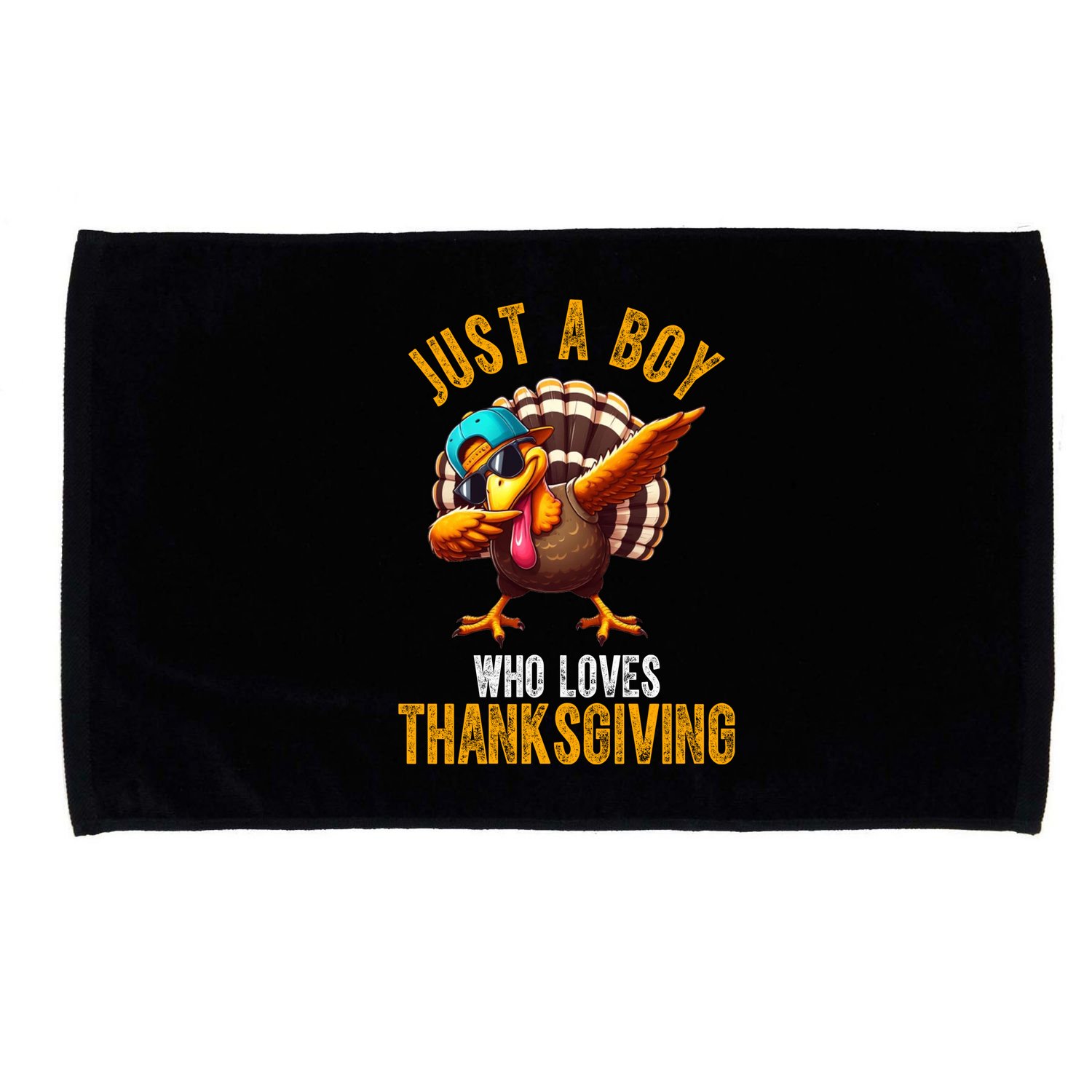 Just A Boy Who Loves Thanksgiving Turkey Dab Microfiber Hand Towel