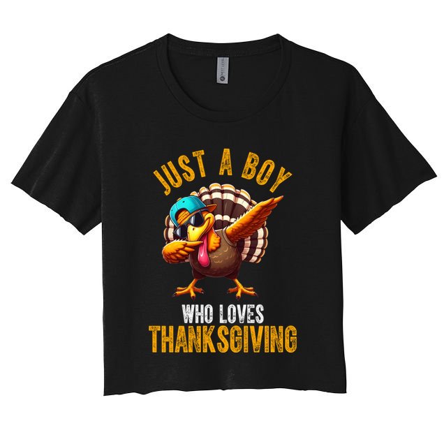 Just A Boy Who Loves Thanksgiving Turkey Dab Crop Top