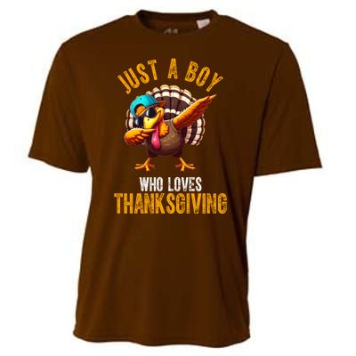 Just A Boy Who Loves Thanksgiving Turkey Dab Cooling Performance Crew T-Shirt