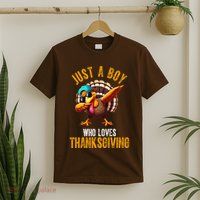 Just A Boy Who Loves Thanksgiving Turkey Dab T-Shirt