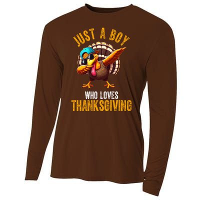 Just A Boy Who Loves Thanksgiving Turkey Dab Cooling Performance Long Sleeve Crew