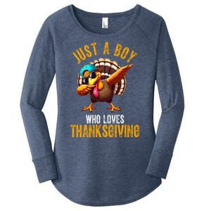 Just A Boy Who Loves Thanksgiving Turkey Dab Women's Perfect Tri Tunic Long Sleeve Shirt