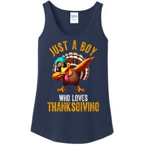 Just A Boy Who Loves Thanksgiving Turkey Dab Ladies Essential Tank