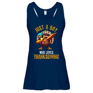 Just A Boy Who Loves Thanksgiving Turkey Dab Ladies Essential Flowy Tank