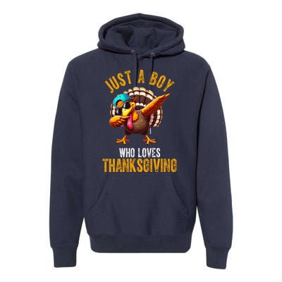 Just A Boy Who Loves Thanksgiving Turkey Dab Premium Hoodie