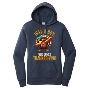 Just A Boy Who Loves Thanksgiving Turkey Dab Women's Pullover Hoodie