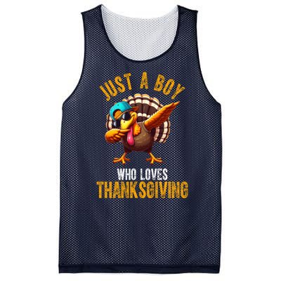 Just A Boy Who Loves Thanksgiving Turkey Dab Mesh Reversible Basketball Jersey Tank