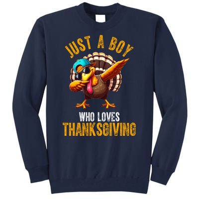 Just A Boy Who Loves Thanksgiving Turkey Dab Tall Sweatshirt