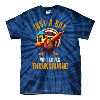 Just A Boy Who Loves Thanksgiving Turkey Dab Tie-Dye T-Shirt