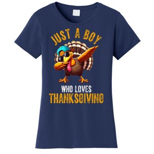 Just A Boy Who Loves Thanksgiving Turkey Dab Women's T-Shirt