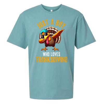 Just A Boy Who Loves Thanksgiving Turkey Dab Sueded Cloud Jersey T-Shirt