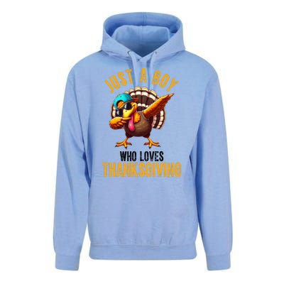 Just A Boy Who Loves Thanksgiving Turkey Dab Unisex Surf Hoodie