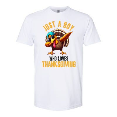 Just A Boy Who Loves Thanksgiving Turkey Dab Softstyle CVC T-Shirt