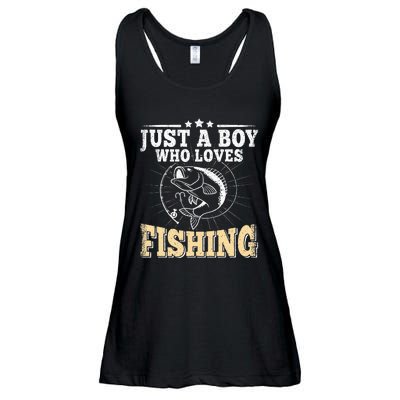 Just A Boy Who Loves Fishing Ladies Essential Flowy Tank