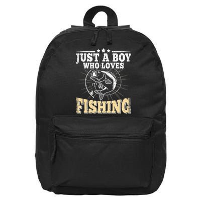 Just A Boy Who Loves Fishing 16 in Basic Backpack