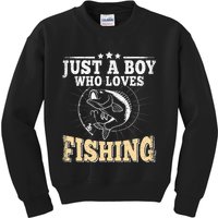 Just A Boy Who Loves Fishing Kids Sweatshirt